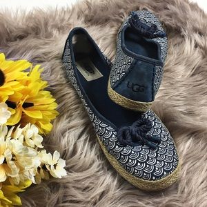 UGG Blue Canvas Slip On Flats Size 8